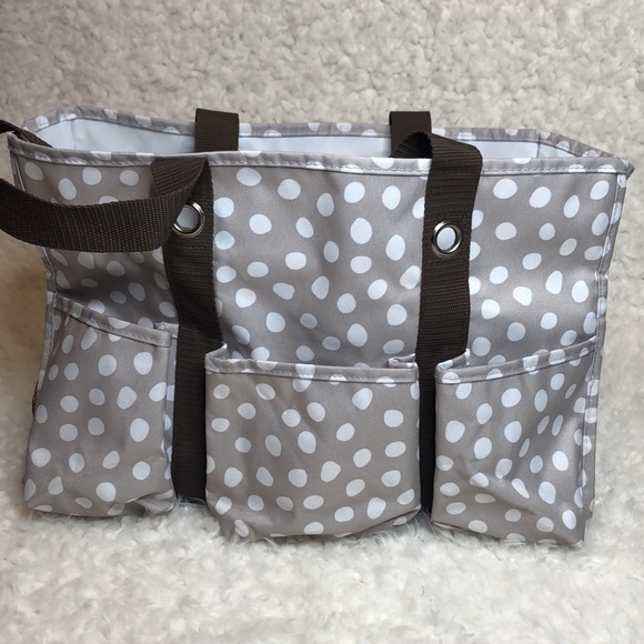 Thirty-One tote bag. Tan with white dots - Picture 4 of 7
